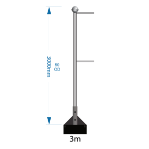 Bannerpole Roof 3m – 2 arm – including installation (one unit)